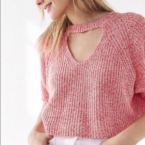 Silence + Noise Pink Cut-Out Cropped Sweater